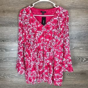 Alfani NWT Floral Mesh Blouse in Pink Buzz